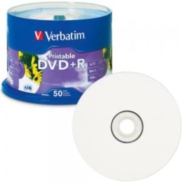 Verbatim 95136  DVD+R 4.7GB 50 Pack White Inkjet 